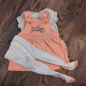Starting out brand baby NB overall dress with onesie and tights